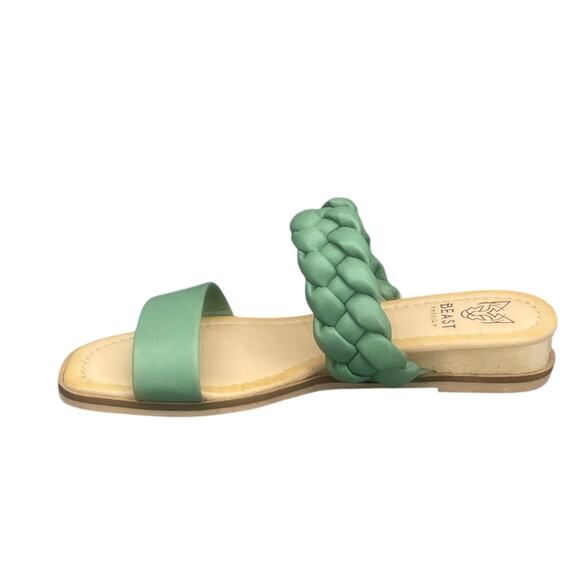 Beast Fashion Sage Green Braided Slip On Slide Flat Sandal Women 5.5 - Picture 3 of 10